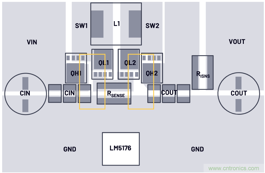 低輻射的4開關(guān)降壓-升壓型控制器布局&mdash;&mdash;單熱回路與雙熱回路